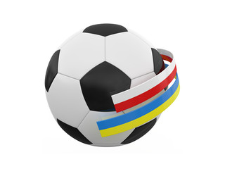 Fototapeta premium soccer ball with poland and ukraine ribbons