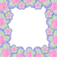 Paper flowers frame in white background isolated