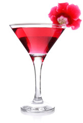 red floral cocktail isolated on white background