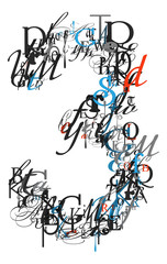 Number 3, alphabet from letters