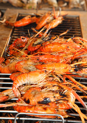 Shrimp are being burned on the grill.