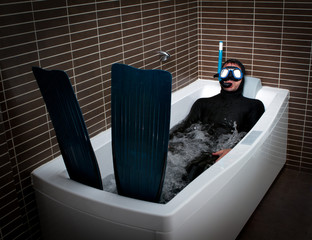 Bizarre dive immersion in bathtub