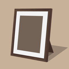 Wooden photo frame. Vector illustration.