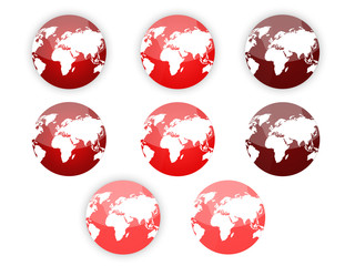 Earth globe, red colored sea/ocean