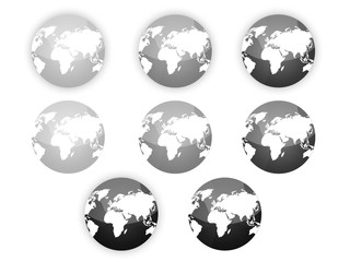 Earth globe, gray,black colored sea/ocean