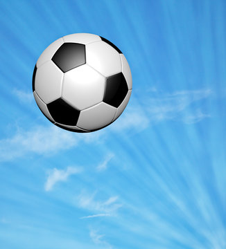 soccer ball on blue sky
