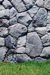 Grass and stone wall