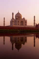 Fototapeta na wymiar Taj Mahal from north bank of Yamuna River, India.