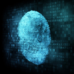 Fingerprint on digital screen - obrazy, fototapety, plakaty