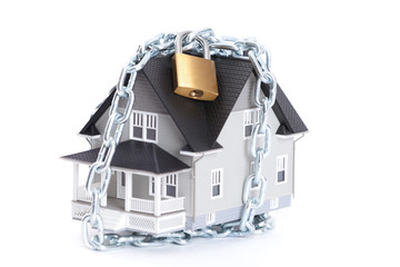 Chain with lock around the home architectural model