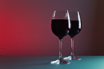 glass with red wine