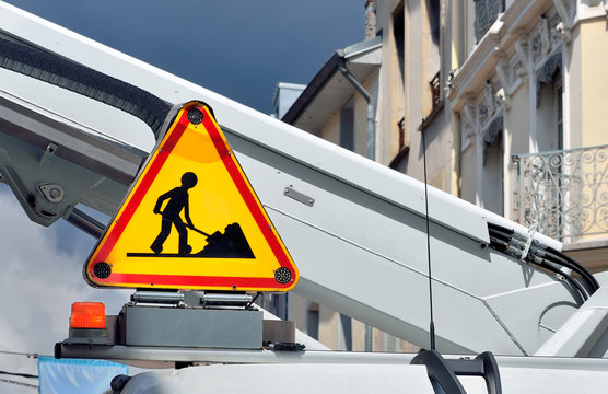 Fototapeta chantier,travaux,panneau,urbainisme