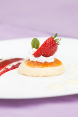 italian panna cotta dessert with strawberry