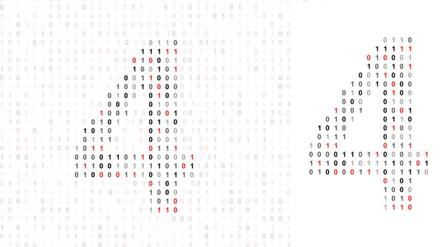 Number 4, alphabet from binary code