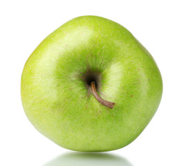 ripe green apple isolated on white