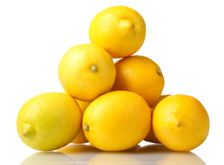 ripe lemons isolated on white