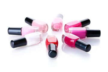 Obraz premium Group of nail polishes isolated on white