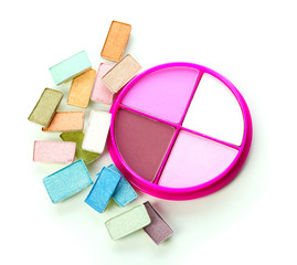 eyes shadow in pink box isolated on white