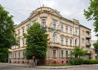 Fototapeta na wymiar Historic building in the Ivano-Frankivsk city center. Ukraine