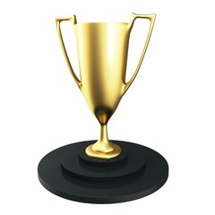 3d Gold cup of the winner with  pedestal