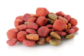 dry dog food isolated on white
