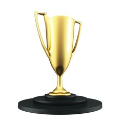 3d Gold cup of the winner with  pedestal