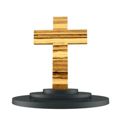 3d wooden cross with pedestal