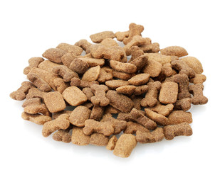 dry dog food isolated on white
