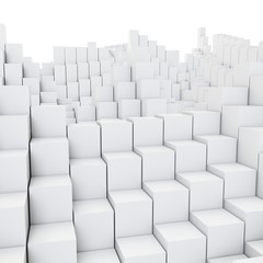3d abstract smooth white metallic cubes background