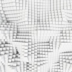 3d abstract smooth white metallic cubes background