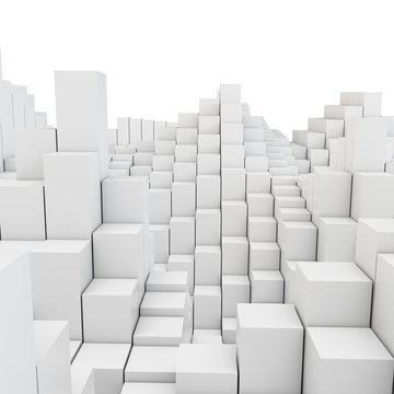 3d abstract smooth white metallic cubes background © DNY3D