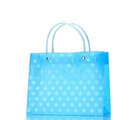 bright pink shopping bag isolated on white