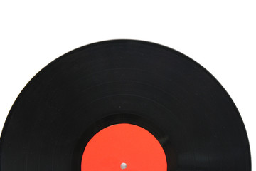 Black vinyl record isolated on white