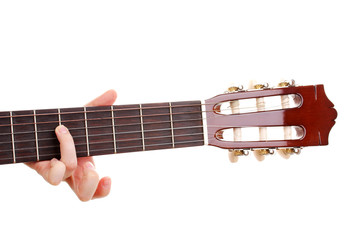 Fototapeta na wymiar Gryf gitary na białym tle