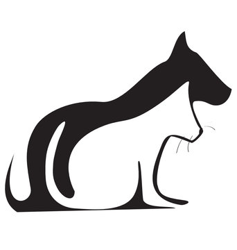 Cat and dog silhouettes logo vector