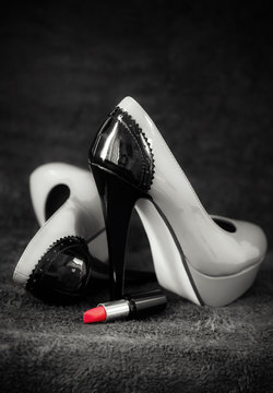 Women dress shoes with lipstick