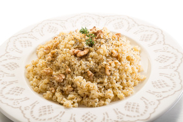 bulgur with nuts and herbs, vegetarian food