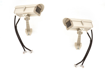 CCTV camera on white background