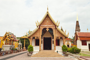 Gold church  of prathat hariphunchai, lamphun , Thailand