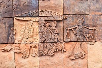 thai history style on wall