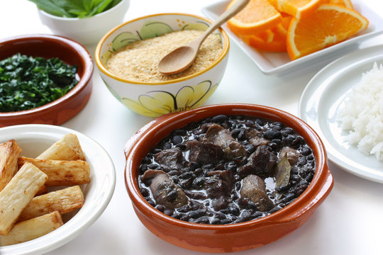 feijoada, black beans and meat stew, brazilian cuisine