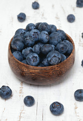 bowl full of blueberries isolated on white
