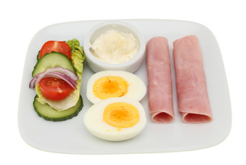 Ham eggs and salad