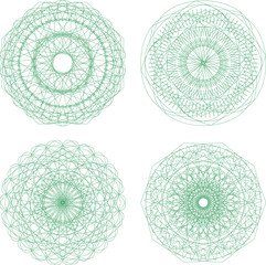 Set of vector guilloche rosettes certificate or diplomas