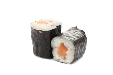 Salmon Maki sushi isolated in white background