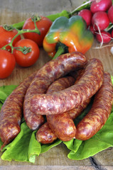 traditional sausages and vegetables