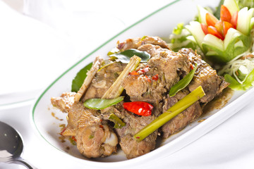 chicken herb, stir fried chicken with Thai herb