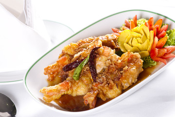 crispy prawn, fried crispy prawn with sweet sauce