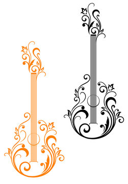 Guitar with floral embellishments