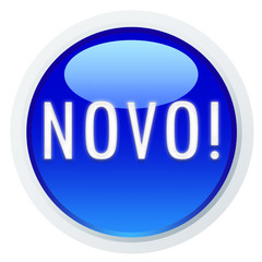 Ícone azul com a palavra "novo" em relevo